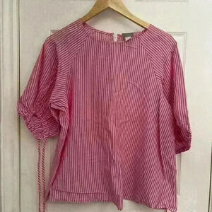 Ava + Viv pink white stripe cotton  top PLUS SIZE size X